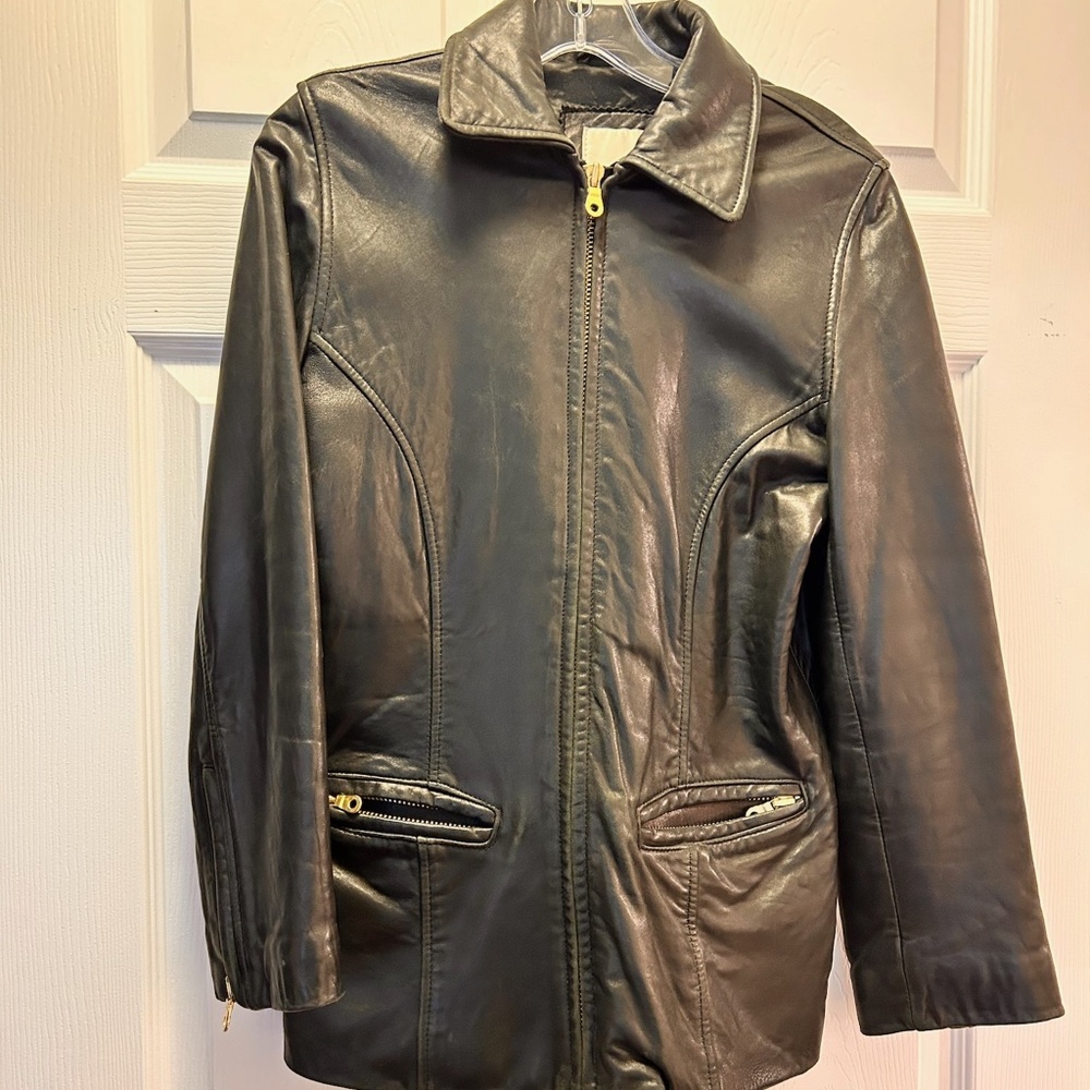 Marc by Marc Jacobs - Vintage (90s) Black Slim Fit Leather Jacket - size XS/TP